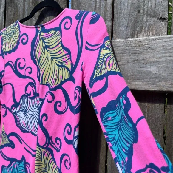 Lilly Pulitzer Pink Leaf-Print Midi Dress - Picture 10 of 11